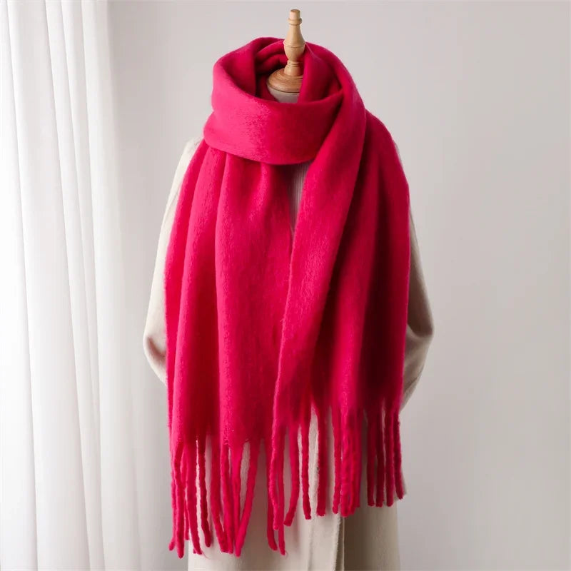 Women's Cashmere-Feel Long Tassel Scarf Shawl - Pashmina Blanket Wrap 94 in (240 cm) Thick Soft Winter Wrap