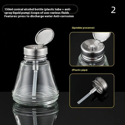 Glass Nail Polish Bottle with Pump | Refillable Dispenser for Remover and Cleaner