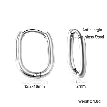 Stainless Steel Hoop Earrings for Women | Hypoallergenic Round Hinged Hoops - 12/14/16mm