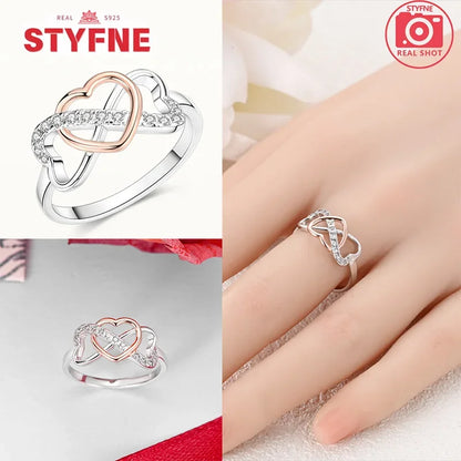 925 Sterling Silver Heart Ring | Sparkling Zircon Infinity Love Band
