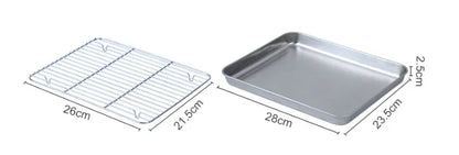 304 Wire Steaming Kebab Barbecue Mesh Rack BBQ Grill Mesh Net Carbon Stainless Steel deep Square Plate cafeteria Storage trays