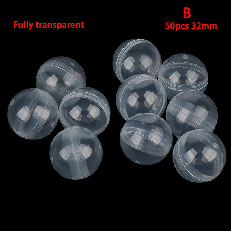 50Pcs Clear Plastic Capsules 32mm | Surprise Toy Containers for Vending Machines