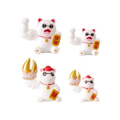 4/6pcs Cartoon Lucky Cats Figurines Miniatures Micro Landscape Ornaments For Home Room Desktop Decorations Accessories Gifts