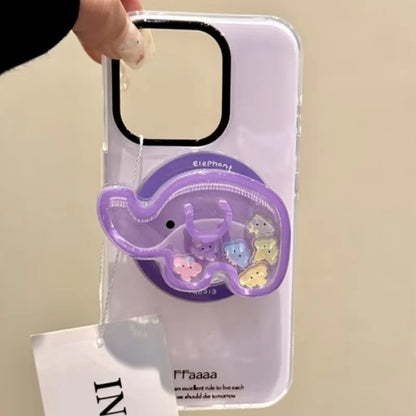 Cute Elephant Quicksand Phone Grip
