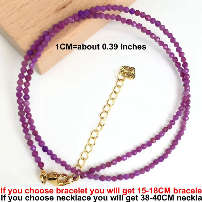 Faceted Gemstone Beaded Necklace and Bracelet Set | Natural Crystal Choker Jewelry for Men and Women