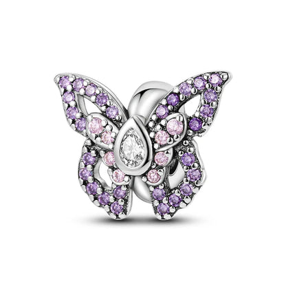 100% 925 Sterling Silver Rainbow Zircon Butterfly Dragon Silicone Stopper Charms - Colorful Beads for DIY Bracelets, Customizable Jewelry for All Occasions