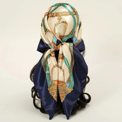 Satin Square Scarf – Elegant 2025 Print Hijab, Shawl & Hair Wrap