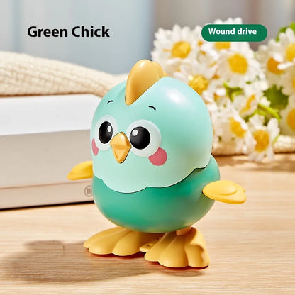 Clockwork Chick Toy on Chain | Wind-Up Crawling Chicken for Baby