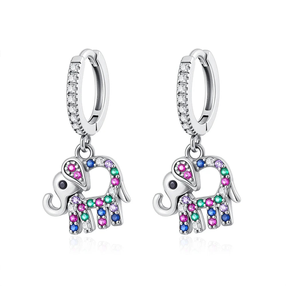 925 Sterling Silver Cherry Butterfly Shining Zircon Stud Earrings | Women's Holiday Charm Jewelry