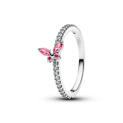 925 Sterling Silver Heart Butterfly Ring | Classic Zircon Wedding Bands for Women