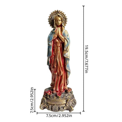 Virgin Mary Blessing Statue, Hand-Painted Resin Figurine, Prayer Altar Decor, Holy Religious Art, Christian Gift for Home Church
