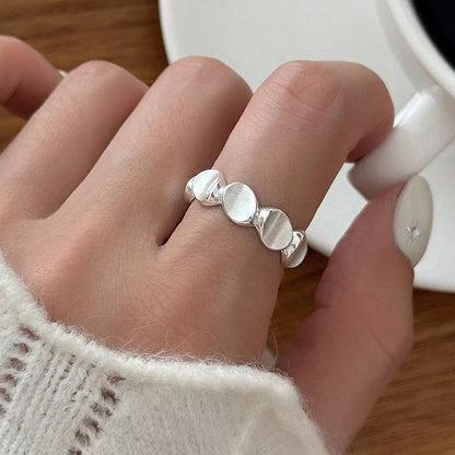 925 Sterling Silver Frosting Geometry Ring | Textured Wide Band for Women