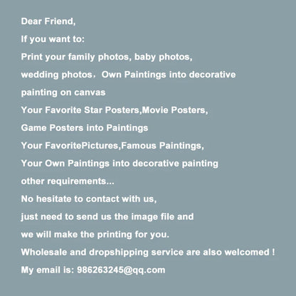 Custom Print Canvas Painting By Your Photo Canvas Poster Personal Gift Customize Figure Animal Pets Pictures Home Decor Prints
