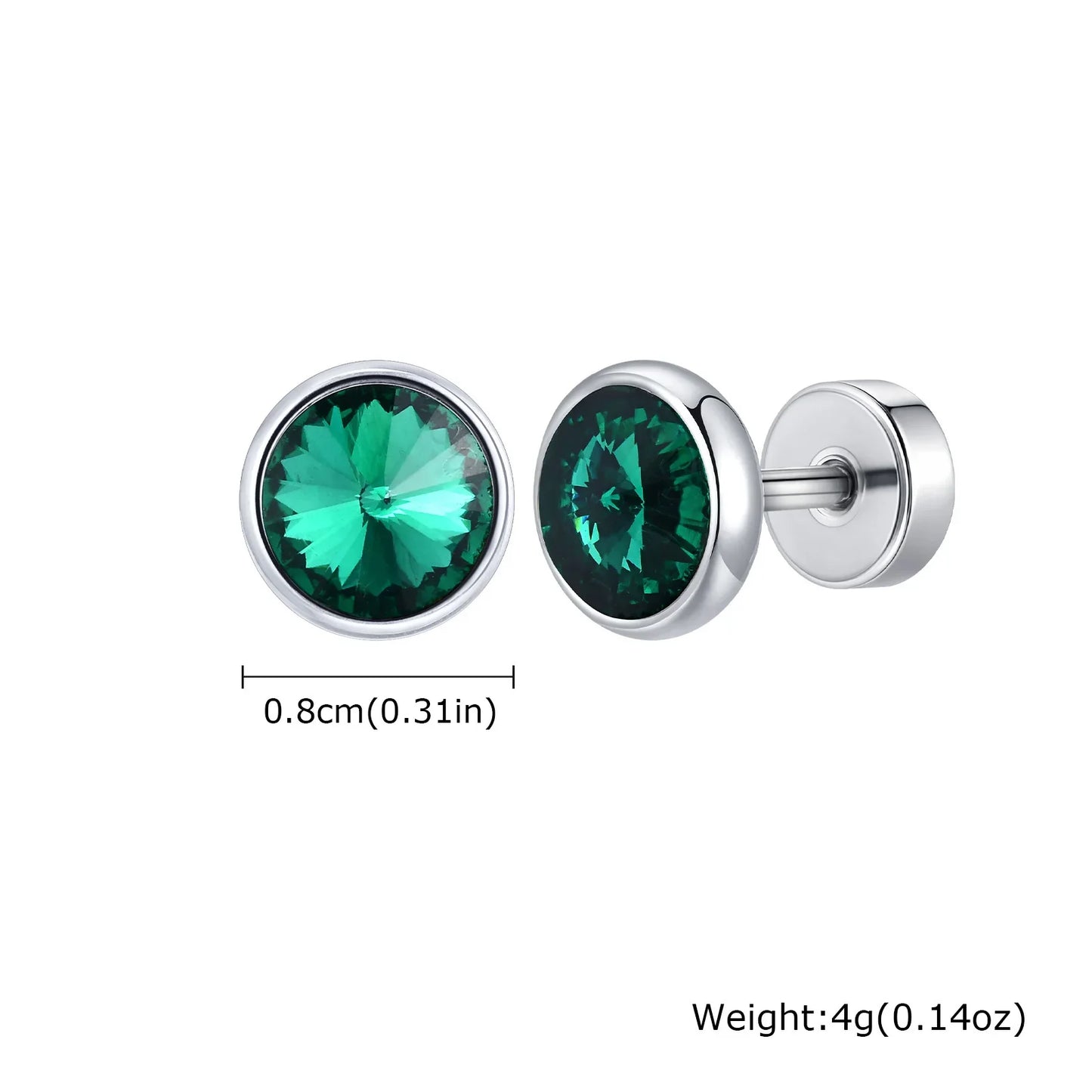 Stainless Steel Men’s Earrings | 8mm Multi-Faceted Screw Back Stud