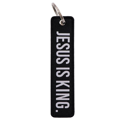 Rock and Roll Key Fob | Black Embroidery Key Tag for Bags and Gifts