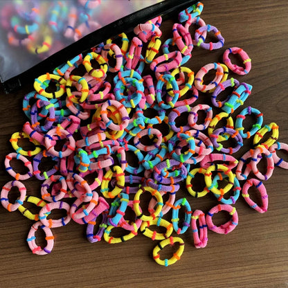 50/100-Pack Colorful Nylon Hair Bands for Kids - Elastic Scrunchie Hair Ties & Ponytail Holders for Girls
