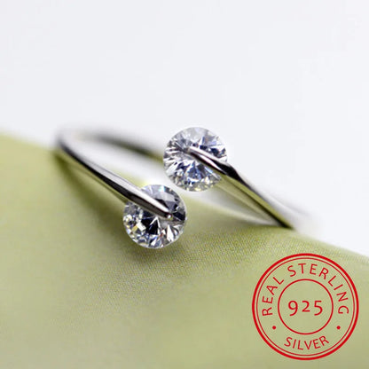 925 Sterling Silver Open Ring | Adjustable Aaa Zirconia Bridal Set