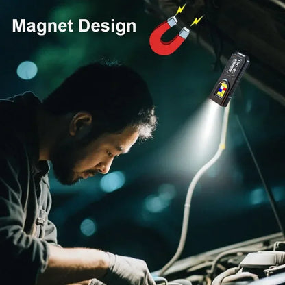 USB Rechargeable Magnetic Keychain Flashlight | 5 Light Modes Hands-Free LED Headlamp