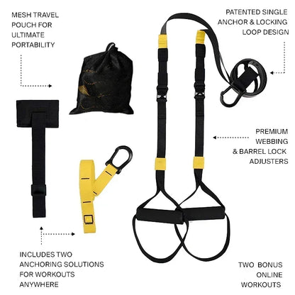 P3-2 & P3-3 Trx Adjustable Suspension Training Belt - Multi-Purpose Resistance Band for Yoga, Fitness & Strength Workouts