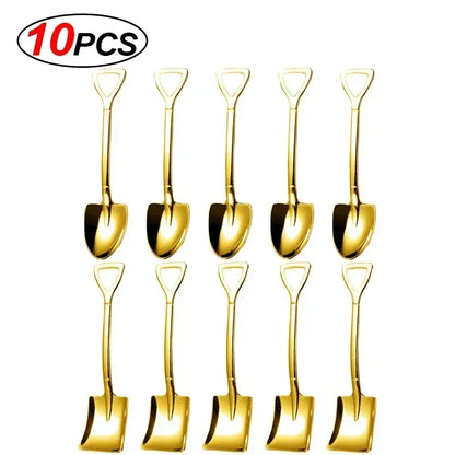 Stainless Steel Dessert Spoon Set | Shaped Spade Scoop for Ice Cream and Fruit