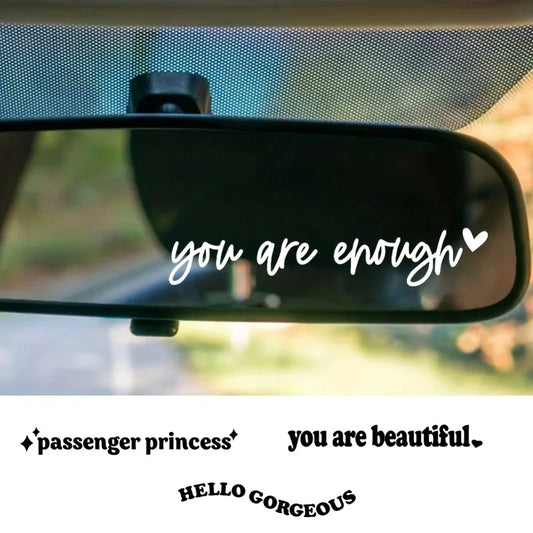 Self-Care Motivational Rearview Mirror Decal | Cute Car Vinyl Sticker