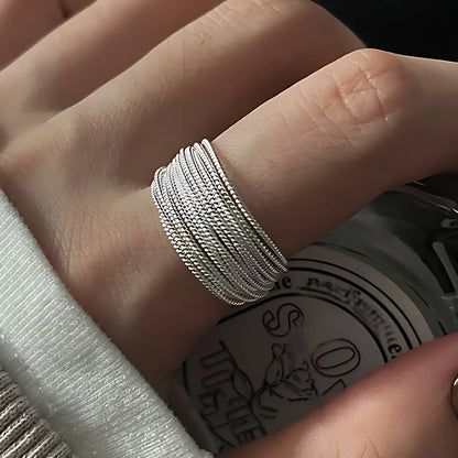 PANJBJ Real 925 Sterling Silver Retro Round Ring | Vintage Fine Jewelry for Women