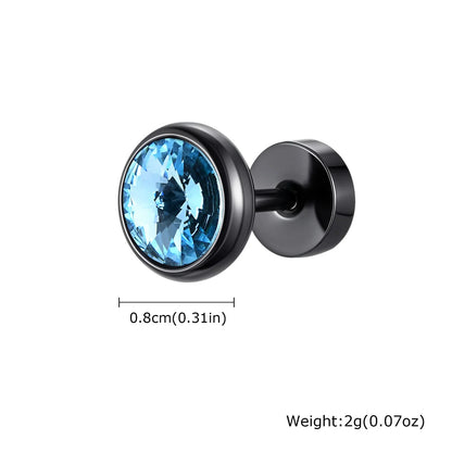Stainless Steel Men’s Earrings | 8mm Multi-Faceted Screw Back Stud