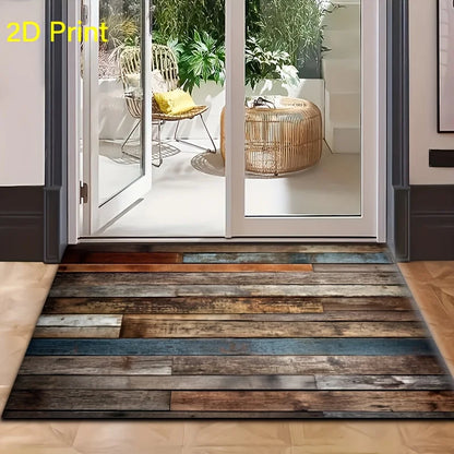 VIKAMA Wood Striped Carpet Kitchen Rug Thin Door Mat Long Floor Mat Laundry Room Carpet Living Room Carpet Rug For Bedroom Home
