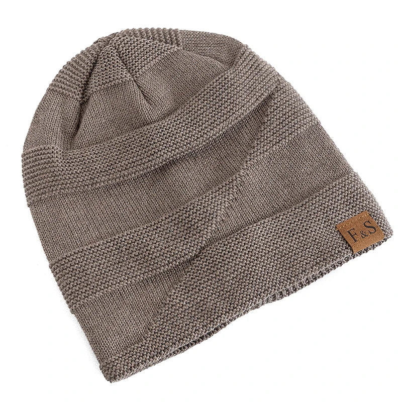 Unisex Slouchy Fur-Lined Winter Beanie Warm Knit Hat for Men & Women