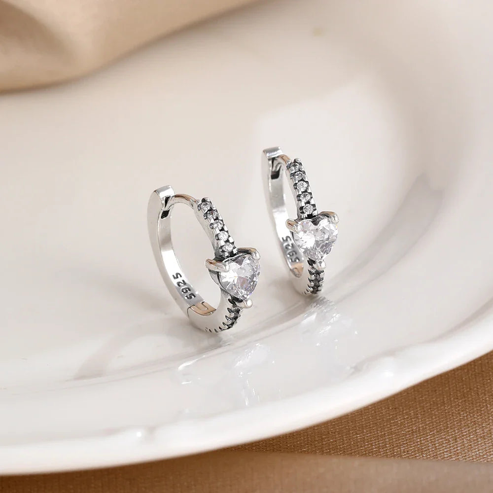 2026 New Fashion Hoop Earrings Set for Women | Ginkgo Leaf Enamel Flower Stud, Cute Crown Heart Zircon Earrings