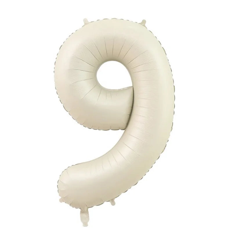 Cream Foil Number Balloons 1-9 Set | Large Digital Birthday Party Decor