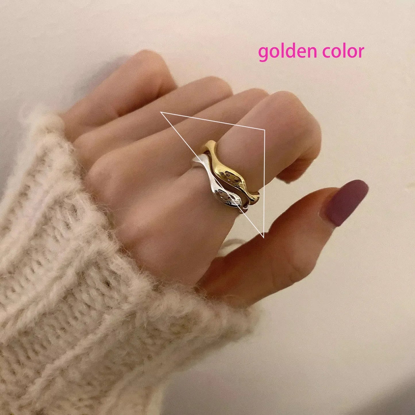 VENTFILLE 925 Sterling Silver Irregular Ring | Geometric Minimalist Jewelry for Women
