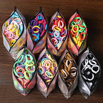 50/100-Pack Colorful Nylon Hair Bands for Kids - Elastic Scrunchie Hair Ties & Ponytail Holders for Girls