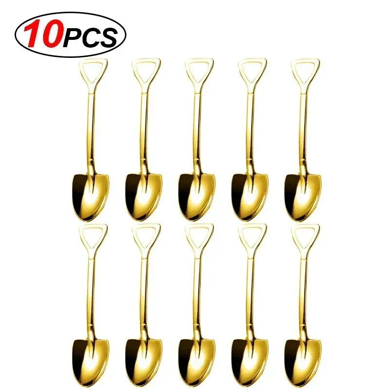 Stainless Steel Dessert Spoon Set | Shaped Spade Scoop for Ice Cream and Fruit