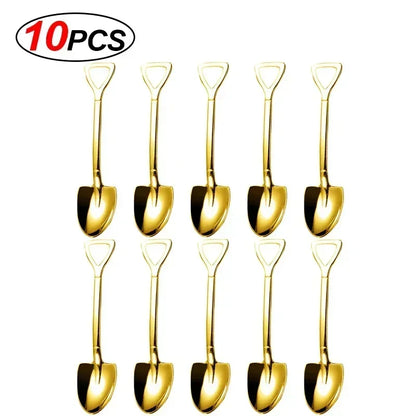 Stainless Steel Dessert Spoon Set | Shaped Spade Scoop for Ice Cream and Fruit