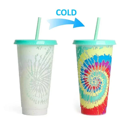 710ml Color Changing Cup with Straw | Reusable Magic Cold Water Bottle
