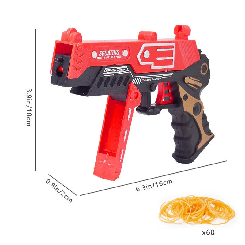 Continuous Fire Rubber Band Pistol | Foldable Toy Gun for Target Practice