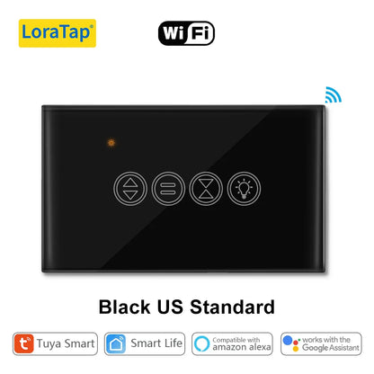 LoraTap Tuya Smart Life WiFi Roller Shutter Curtain Light Switch for Electric Motorized Blinds Work for Alexa Google Home Voice