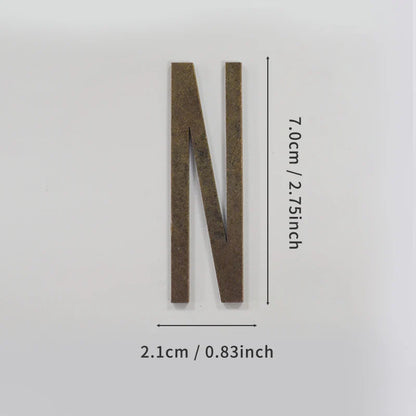 Bronze Self Adhesive House Number Metal English Alphabet Letters for Apartment Room Door Plate Table Mailbox Number Stickers 7cm