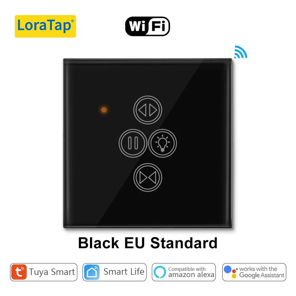 LoraTap Tuya Smart Life WiFi Roller Shutter Curtain Light Switch for Electric Motorized Blinds Work for Alexa Google Home Voice