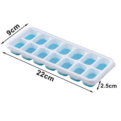 14 Grid Square Ice Cube Tray with Lid | Silicone Mold for Easy Release