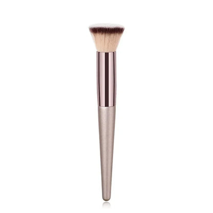 Champagne Makeup Brush Set | Foundation & Powder Flat Head Cosmetic Brush