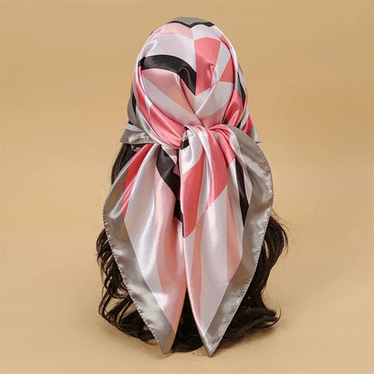 Satin Square Scarf – Elegant 2025 Print Hijab, Shawl & Hair Wrap