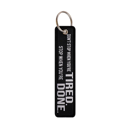 Rock and Roll Key Fob | Black Embroidery Key Tag for Bags and Gifts