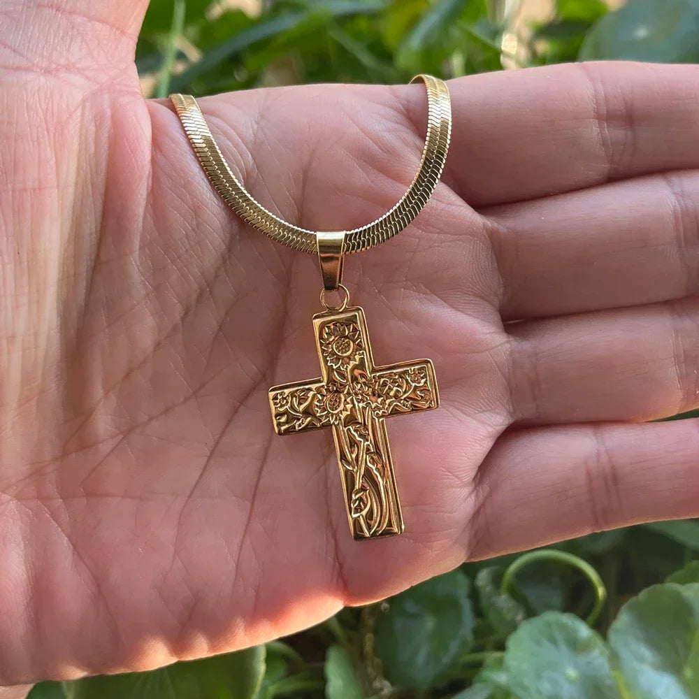 Stainless Steel Jesus Cross Necklace | Christian Pendant Jewelry for Men and Women