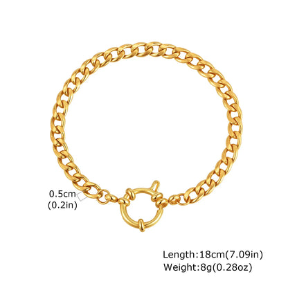 Vnox Square Chain Bracelet | Gold Stainless Steel Round Bubble Link Jewelry for Women