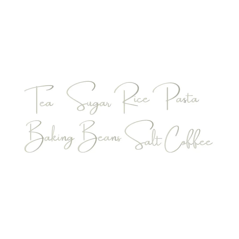 Kitchen Canister Labels Sticker Set | Waterproof Vinyl Decals for Tea Coffee Sugar