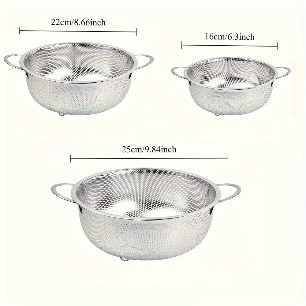 Kitchen Colander Fruit Wash Strainer Stainless Steel Strainer Basket Vegetable Washing Colander
