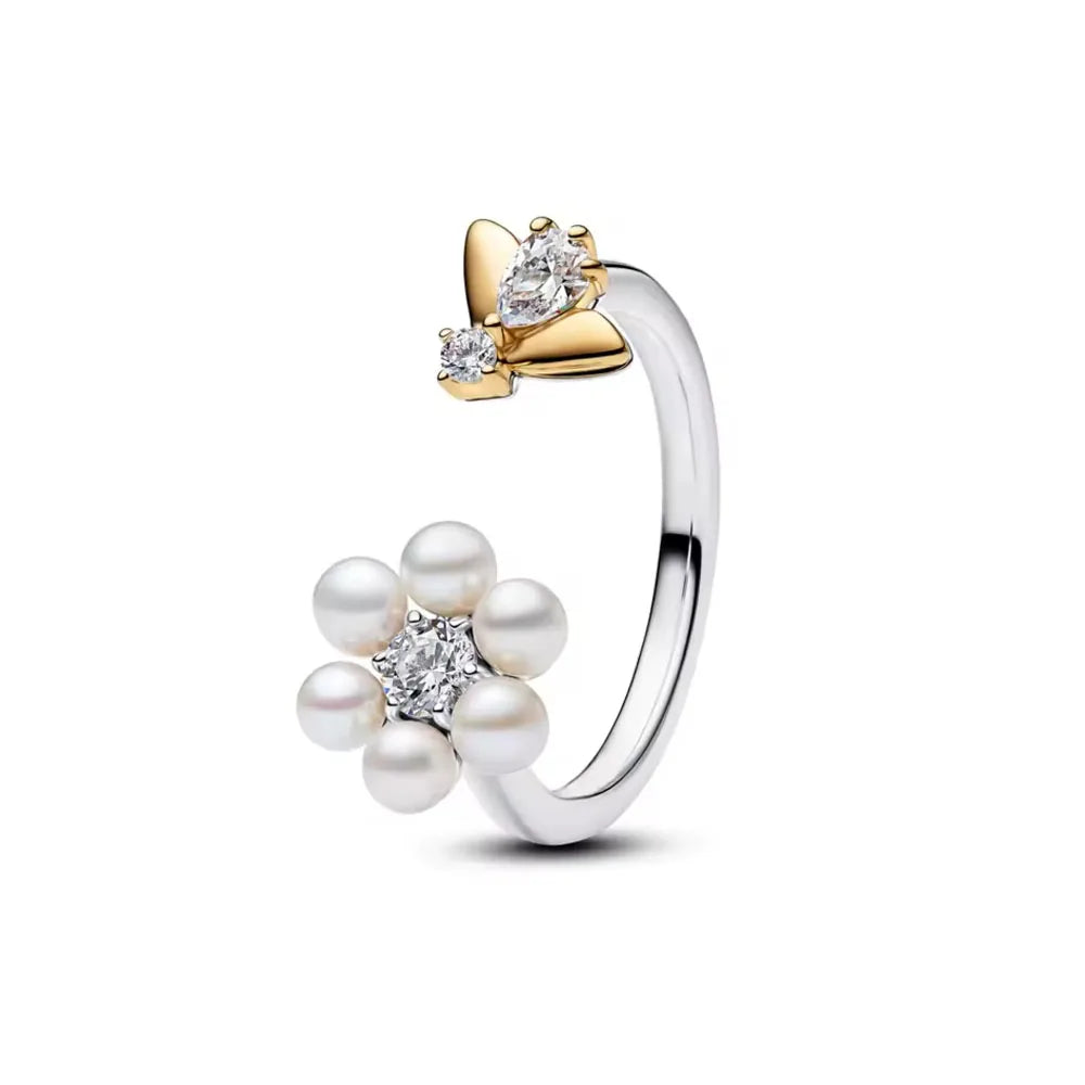 925 Sterling Silver Heart Butterfly Ring | Classic Zircon Wedding Bands for Women