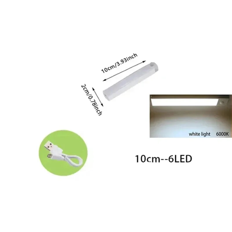 PIR Motion Sensor Rechargeable LED Night Light | Dimmable Magnetic Lamp for Closet Stairs Bar